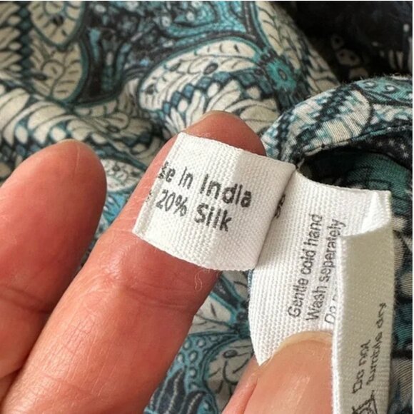 Megan Park Aulia Silk Blend Blouse Geometric Floral Block Print Size 6 - Picture 10 of 12